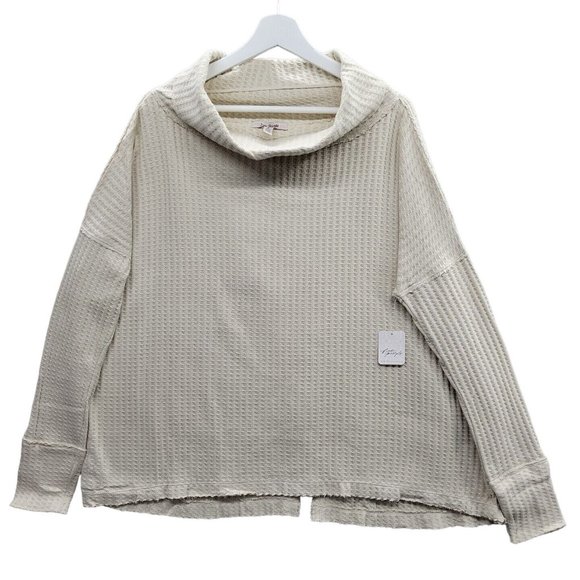 Free People NWT Juicy Long Sleeve Waffle Knit Thermal Shirt S Color: Stone Cold - Picture 2 of 12